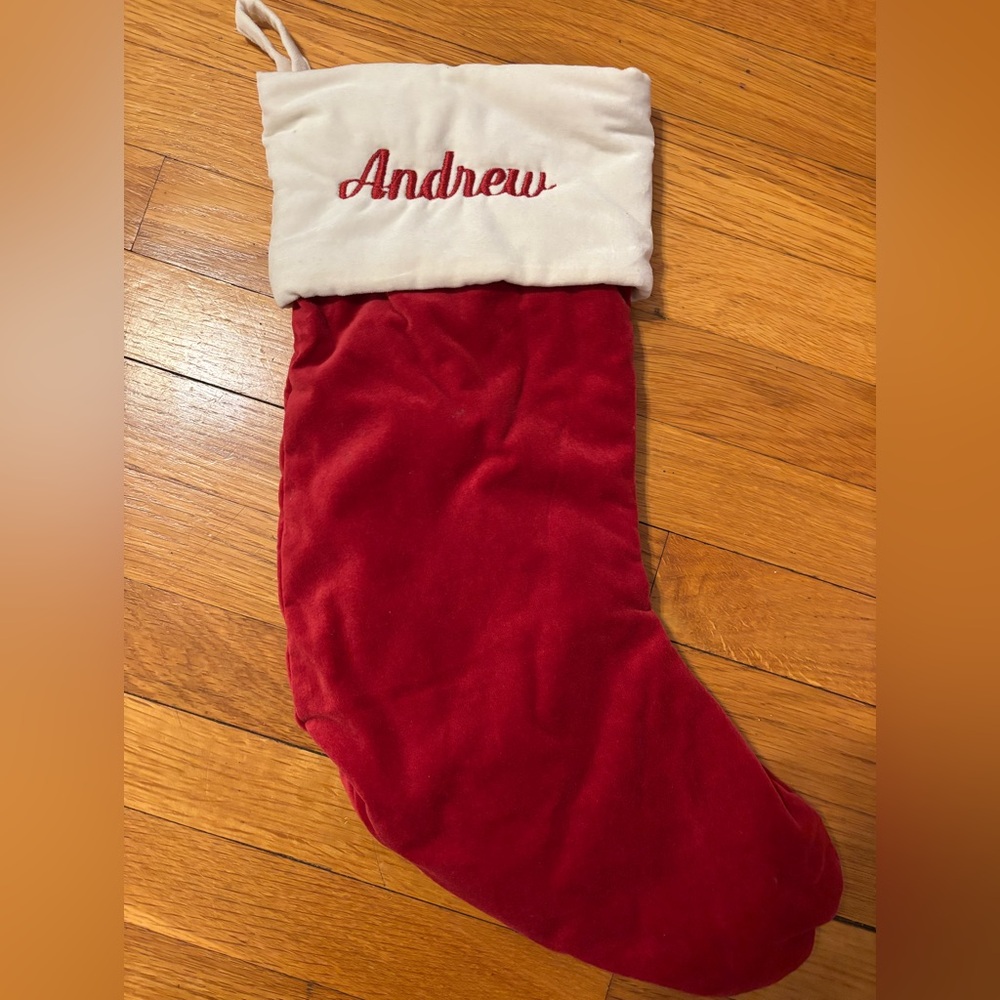 Pottery Barn Stocking Andrew Monogram EUC